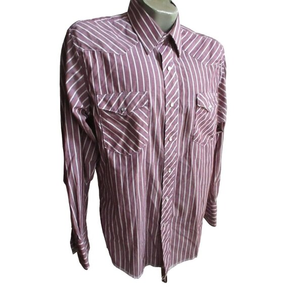 Wrangler Men's Purple Striped Casual Button Down Shirt - Picture 2 of 6